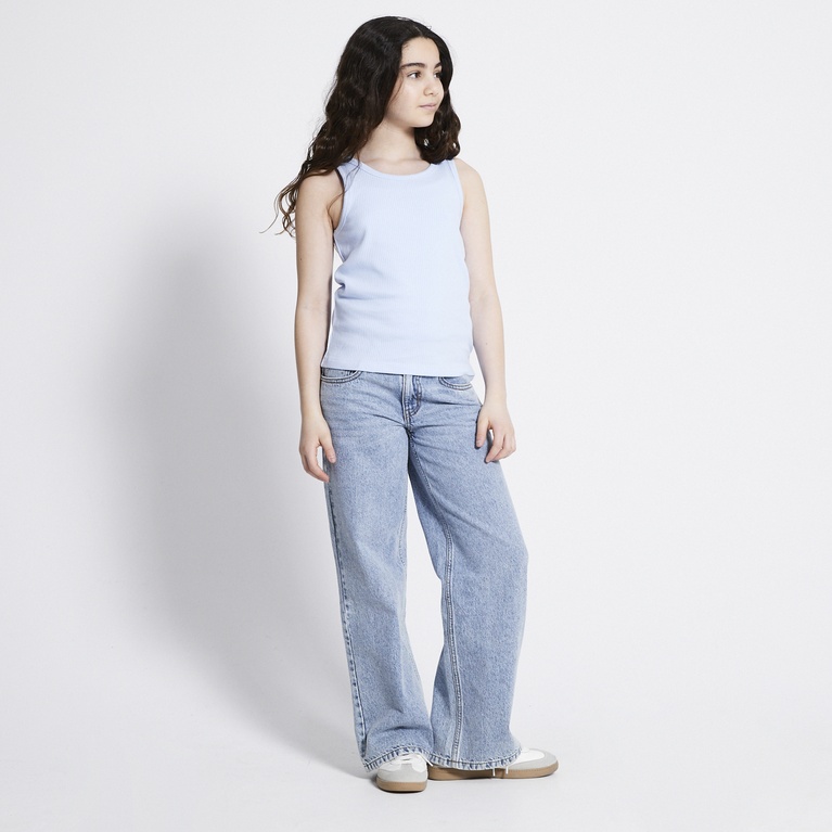 Ribbed tank top "Ilse star" Light blue